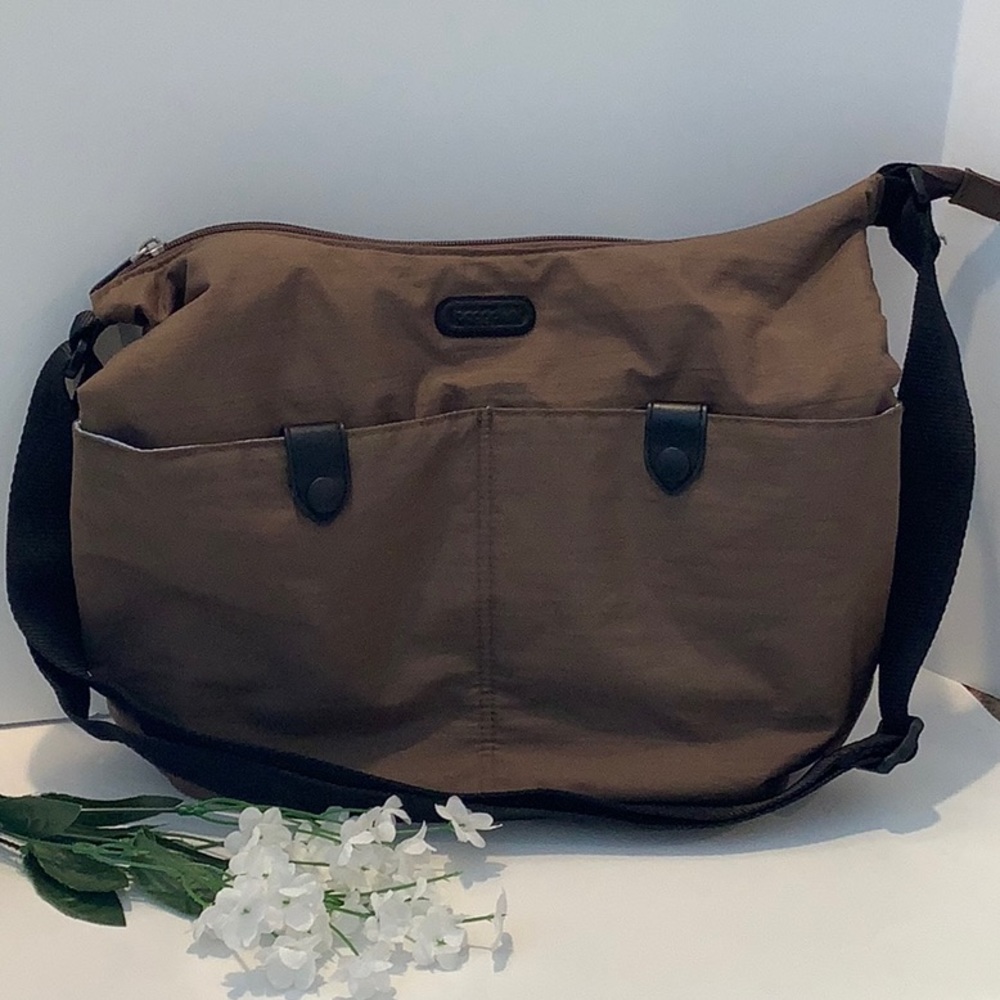 Lightweight Baggallini Light Brown with Black Trim Crossbody Bag SALE PRICE!